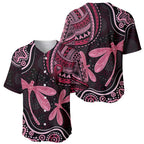 Australia Indigenous Mix Polynesian Baseball Jersey Pink Ribbon and Dragonflies - Aussie Hoodie