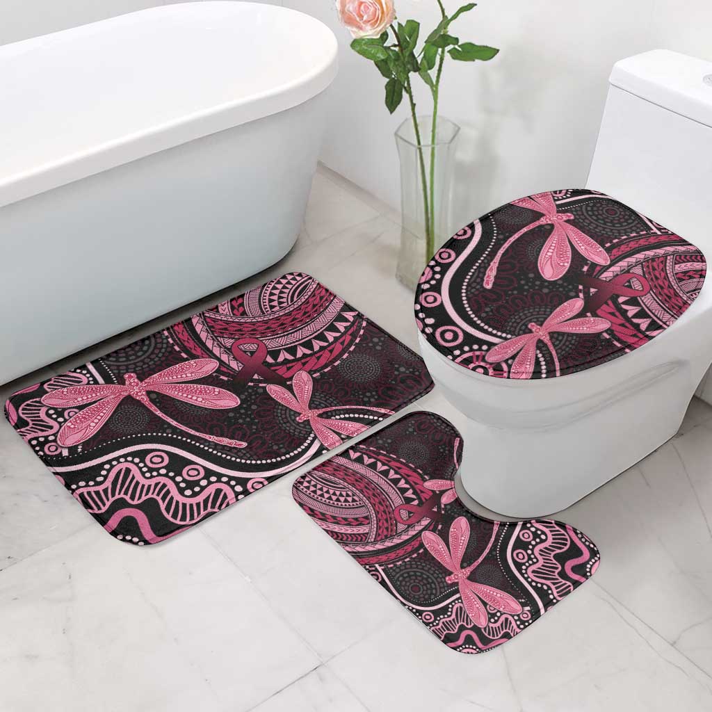 Australia Indigenous Mix Polynesian Bathroom Set Pink Ribbon and Dragonflies - Aussie Hoodie