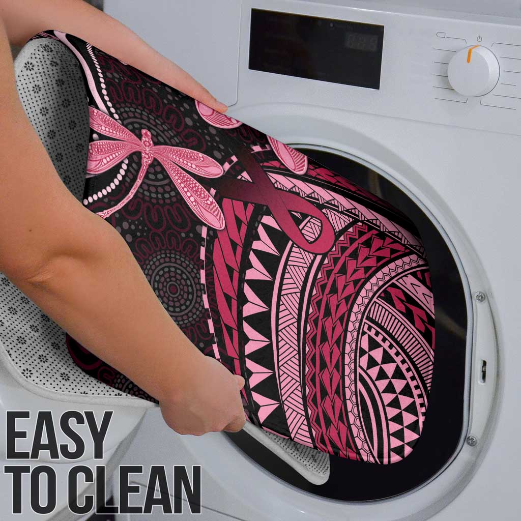 Australia Indigenous Mix Polynesian Bathroom Set Pink Ribbon and Dragonflies - Aussie Hoodie