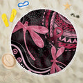 Australia Indigenous Mix Polynesian Beach Blanket Pink Ribbon and Dragonflies - Aussie Hoodie