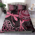 Australia Indigenous Mix Polynesian Bedding Set Pink Ribbon and Dragonflies - Aussie Hoodie