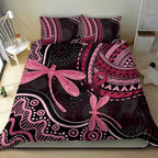 Australia Indigenous Mix Polynesian Bedding Set Pink Ribbon and Dragonflies - Aussie Hoodie