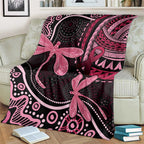 Australia Indigenous Mix Polynesian Blanket Pink Ribbon and Dragonflies - Aussie Hoodie