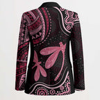 Australia Indigenous Mix Polynesian Blazer Pink Ribbon and Dragonflies - Aussie Hoodie