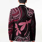 Australia Indigenous Mix Polynesian Blazer Pink Ribbon and Dragonflies - Aussie Hoodie