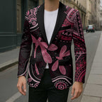 Australia Indigenous Mix Polynesian Blazer Pink Ribbon and Dragonflies - Aussie Hoodie