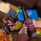 Australia Indigenous Mix Polynesian 4 in 1 Can Cooler Tumbler Pink Ribbon and Dragonflies - Aussie Hoodie