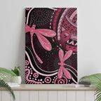 Australia Indigenous Mix Polynesian Canvas Wall Art Pink Ribbon and Dragonflies - Aussie Hoodie