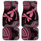 Australia Indigenous Mix Polynesian Car Mats Pink Ribbon and Dragonflies - Aussie Hoodie
