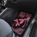 Australia Indigenous Mix Polynesian Car Mats Pink Ribbon and Dragonflies - Aussie Hoodie