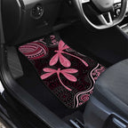 Australia Indigenous Mix Polynesian Car Mats Pink Ribbon and Dragonflies - Aussie Hoodie