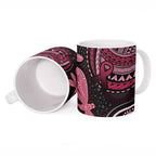 Australia Indigenous Mix Polynesian Ceramic Mug Pink Ribbon and Dragonflies - Aussie Hoodie