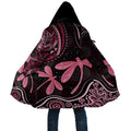 Australia Indigenous Mix Polynesian Cloak Pink Ribbon and Dragonflies - Aussie Hoodie
