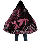 Australia Indigenous Mix Polynesian Cloak Pink Ribbon and Dragonflies - Aussie Hoodie
