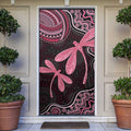 Australia Indigenous Mix Polynesian Door Cover Pink Ribbon and Dragonflies - Aussie Hoodie