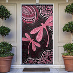 Australia Indigenous Mix Polynesian Door Cover Pink Ribbon and Dragonflies - Aussie Hoodie