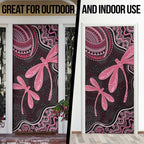 Australia Indigenous Mix Polynesian Door Cover Pink Ribbon and Dragonflies - Aussie Hoodie