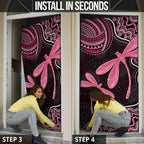 Australia Indigenous Mix Polynesian Door Cover Pink Ribbon and Dragonflies - Aussie Hoodie