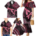 Australia Indigenous Mix Polynesian Family Matching Mermaid Dress and Hawaiian Shirt Pink Ribbon and Dragonflies - Aussie Hoodie
