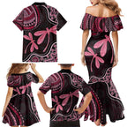 Australia Indigenous Mix Polynesian Family Matching Mermaid Dress and Hawaiian Shirt Pink Ribbon and Dragonflies - Aussie Hoodie