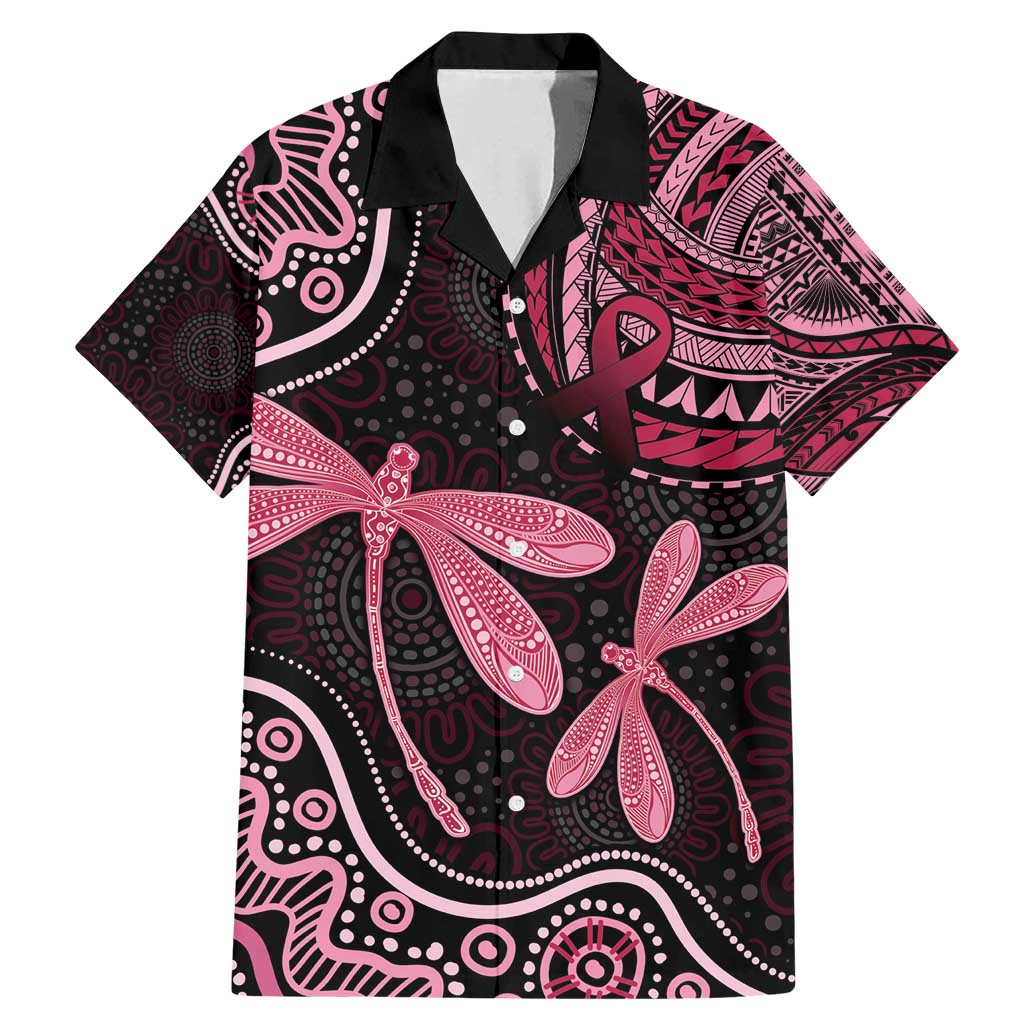 Australia Indigenous Mix Polynesian Family Matching Mermaid Dress and Hawaiian Shirt Pink Ribbon and Dragonflies - Aussie Hoodie