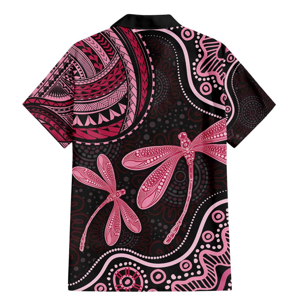 Australia Indigenous Mix Polynesian Family Matching Mermaid Dress and Hawaiian Shirt Pink Ribbon and Dragonflies - Aussie Hoodie