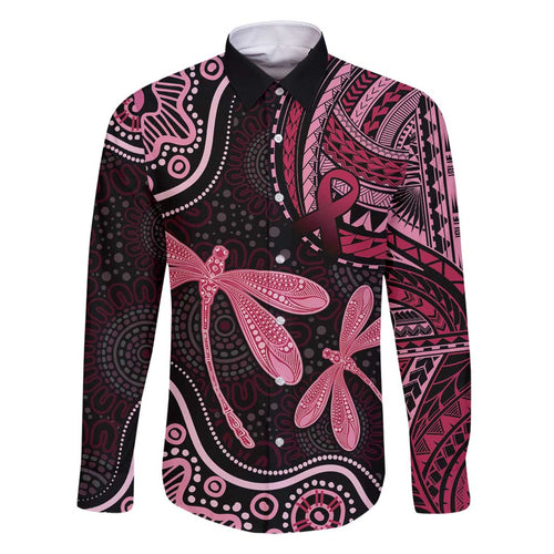 Australia Indigenous Mix Polynesian Family Matching Mermaid Dress and Hawaiian Shirt Pink Ribbon and Dragonflies - Aussie Hoodie