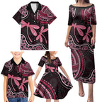 Australia Indigenous Mix Polynesian Family Matching Puletasi and Hawaiian Shirt Pink Ribbon and Dragonflies - Aussie Hoodie