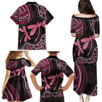 Australia Indigenous Mix Polynesian Family Matching Puletasi and Hawaiian Shirt Pink Ribbon and Dragonflies - Aussie Hoodie