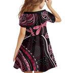 Australia Indigenous Mix Polynesian Family Matching Short Sleeve Bodycon Dress and Hawaiian Shirt Pink Ribbon and Dragonflies - Aussie Hoodie
