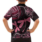 Australia Indigenous Mix Polynesian Family Matching Summer Maxi Dress and Hawaiian Shirt Pink Ribbon and Dragonflies - Aussie Hoodie