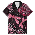 Australia Indigenous Mix Polynesian Family Matching Summer Maxi Dress and Hawaiian Shirt Pink Ribbon and Dragonflies - Aussie Hoodie
