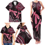 Australia Indigenous Mix Polynesian Family Matching Tank Maxi Dress and Hawaiian Shirt Pink Ribbon and Dragonflies - Aussie Hoodie