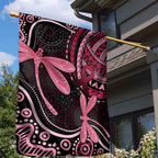 Australia Indigenous Mix Polynesian Garden Flag Pink Ribbon and Dragonflies - Aussie Hoodie