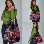 Australia Indigenous Mix Polynesian Grocery Bag Pink Ribbon and Dragonflies - Aussie Hoodie