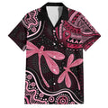 Australia Indigenous Mix Polynesian Hawaiian Shirt Pink Ribbon and Dragonflies - Aussie Hoodie