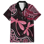 Australia Indigenous Mix Polynesian Hawaiian Shirt Pink Ribbon and Dragonflies - Aussie Hoodie