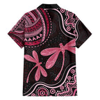 Australia Indigenous Mix Polynesian Hawaiian Shirt Pink Ribbon and Dragonflies - Aussie Hoodie