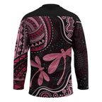 Australia Indigenous Mix Polynesian Hockey Jersey Pink Ribbon and Dragonflies - Aussie Hoodie