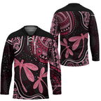 Australia Indigenous Mix Polynesian Hockey Jersey Pink Ribbon and Dragonflies - Aussie Hoodie