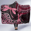 Australia Indigenous Mix Polynesian Hooded Blanket Pink Ribbon and Dragonflies - Aussie Hoodie