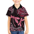Australia Indigenous Mix Polynesian Kid Hawaiian Shirt Pink Ribbon and Dragonflies - Aussie Hoodie