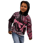 Australia Indigenous Mix Polynesian Kid Hoodie Pink Ribbon and Dragonflies - Aussie Hoodie