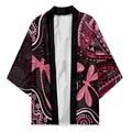 Australia Indigenous Mix Polynesian Kimono Pink Ribbon and Dragonflies - Aussie Hoodie