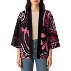 Australia Indigenous Mix Polynesian Kimono Pink Ribbon and Dragonflies - Aussie Hoodie