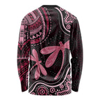 Australia Indigenous Mix Polynesian Long Sleeve Shirt Pink Ribbon and Dragonflies - Aussie Hoodie