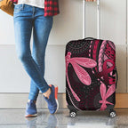 Australia Indigenous Mix Polynesian Luggage Cover Pink Ribbon and Dragonflies - Aussie Hoodie