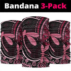Australia Indigenous Mix Polynesian Neck Gaiter Pink Ribbon and Dragonflies - Aussie Hoodie
