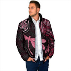 Australia Indigenous Mix Polynesian Padded Jacket Pink Ribbon and Dragonflies - Aussie Hoodie
