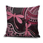 Australia Indigenous Mix Polynesian Pillow Cover Pink Ribbon and Dragonflies - Aussie Hoodie